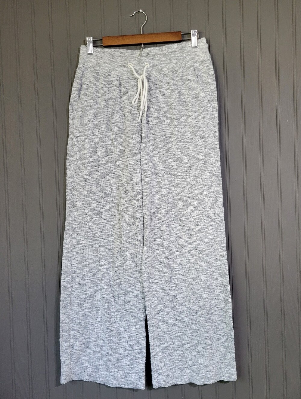Lou & Grey Lounge Pants Terry Cloth Pockets Marbled Gray White Women's Medium